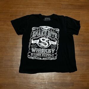 Black Graphic T-Shirt with White Print snakebite